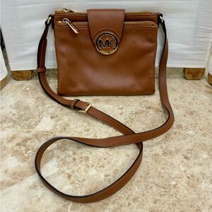 Michael Kors Leather Crossbody Bag. Brown